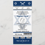 Bar Mitzvah Baseball Ticket Invitation<br><div class="desc">Navy Blue, White and Gray Baseball Ticket with the Star of David for your Bar Mitzvah Invitation. Two football helmets for your initials and center Star of David in a faded blue color. If you need a different color combination or any other design changes please email paula@labellarue.com BEFORE CUSTOMIZING OR...</div>