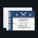 Bar Mitzvah Baseball Ticket RSVP<br><div class="desc">Navy Blue and Gray Baseball Ticket with the Star of David for your Bar Mitzvah / Bat Mitzvah RSVP card. Two baseball bats and center Star of David in a faded blue color. If the color scheme is not what you wanted please email paula@labellarue.com BEFORE PLACING AN ORDER so a...</div>