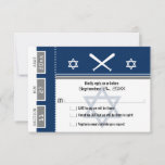 Bar Mitzvah Baseball Ticket RSVP Invitation<br><div class="desc">Navy Blue and Gray Baseball Ticket with the Star of David for your Bar Mitzvah / Bat Mitzvah RSVP card. Two baseball bats and center Star of David in a faded blue color. If the color scheme is not what you wanted please email paula@labellarue.com BEFORE PLACING AN ORDER so a...</div>