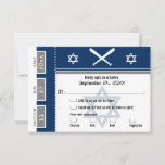 Bar Mitzvah Baseball Ticket RSVP with meal choice Invitation<br><div class="desc">Navy Blue and Gray Baseball Ticket with the Star of David for your Bar Mitzvah / Bat Mitzvah RSVP card. Two baseball bats and center Star of David in a faded blue color. If the color scheme is not what you wanted please email paula@labellarue.com BEFORE PLACING AN ORDER so a...</div>