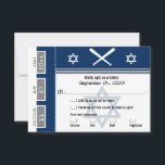 Bar Mitzvah Baseball Ticket RSVP with meal choice Invitation<br><div class="desc">Navy Blue and Gray Baseball Ticket with the Star of David for your Bar Mitzvah / Bat Mitzvah RSVP card. Two baseball bats and center Star of David in a faded blue color. If the color scheme is not what you wanted please email paula@labellarue.com BEFORE PLACING AN ORDER so a...</div>
