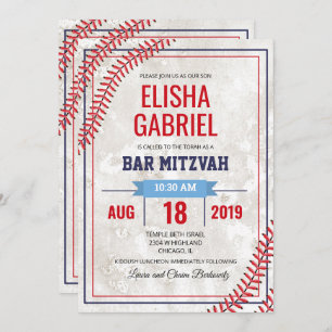 Bar Mitzvah Baseball Vintage Grunge Invitation