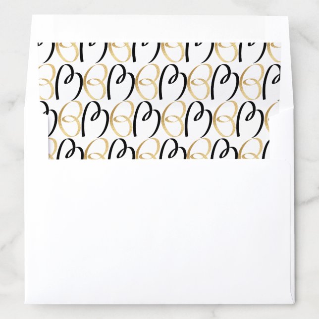 Bar Mitzvah Bat Mitzvah Gold and Black BM Design Envelope Liner (In Envelope)