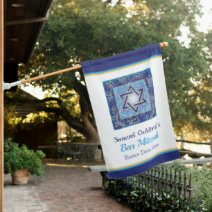 Bar Mitzvah Bat Mitzvah Star of David Jewish House Flag