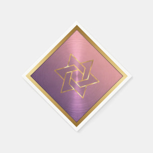 Bar Mitzvah/Bat Mitzvah Star of David Purple Pink Paper Napkins
