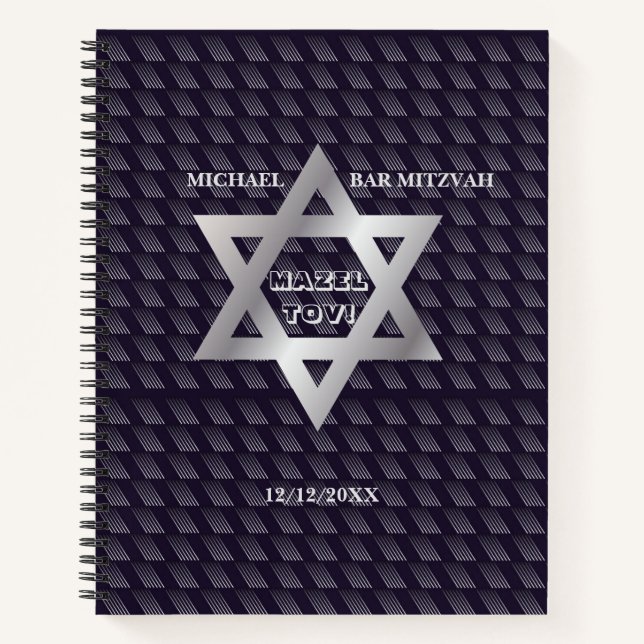 Bar Mitzvah Birthday Modern Pattern  Notebook (Front)