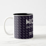 Bar Mitzvah Birthday Modern Pattern Two-Tone Coffee Mug<br><div class="desc">Happy Bar Mitzvah Birthday Modern Pattern Design with text template/ Monogram / Navy Blue color / Religious Event Celebration</div>