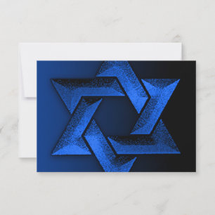 Bar Mitzvah Black and Blue Star of David RSVP Card