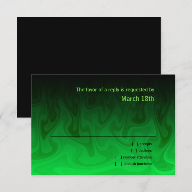 Bar Mitzvah Black and Green Waves RSVP (Front/Back)
