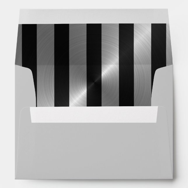 Bar Mitzvah Black and Silver Stripe Star of David Envelope (Back (Bottom))