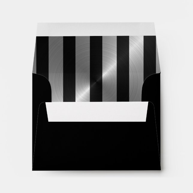 Bar Mitzvah Black and Silver Stripe Star of David Envelope (Back (Bottom))