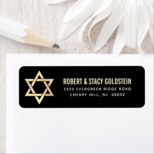 Bar Mitzvah Black Gold Bold Simple Return Address Label