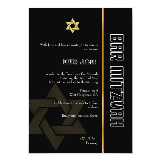 Bar Mitzvah/black/gold Card