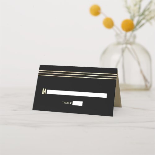 Bar Mitzvah Black Gold Foil Tallit Script Modern Place Card