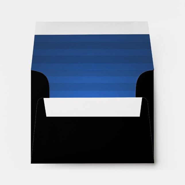 Bar Mitzvah Blue and Black Horizontal Stripe Envelope (Back (Bottom))