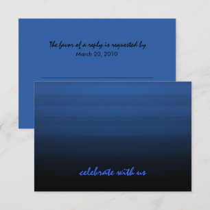Bar Mitzvah Blue and Black Horizontal Stripe RSVP Card