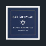 Bar Mitzvah Blue and Gold Napkins<br><div class="desc">Bar Mitzvah Blue White Gold Frame Paper Napkin</div>