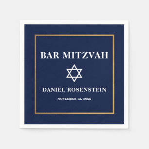 Bar Mitzvah Blue and Gold Napkins