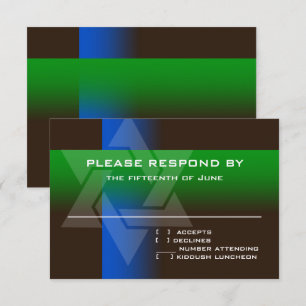 Bar Mitzvah Blue and Green on Any Color RSVP Card