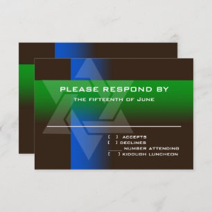 Bar Mitzvah Blue and Green on Any Color RSVP Card
