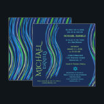 Bar Mitzvah Blue and Green Prayer Shawl Invitation<br><div class="desc">Customize this Bar Mitzvah invitation with a colorful prayer shawl in blue and green colors. You can change the background color,  font,  text color,  add graphics,  delete graphics and more to make the perfect invitation for your special event.</div>