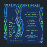 Bar Mitzvah Blue and Green Prayer Shawl Invitation<br><div class="desc">Customize this Bar Mitzvah invitation with a colorful prayer shawl in blue and green colors. You can change the background color,  font,  text color,  add graphics,  delete graphics and more to make the perfect invitation for your special event.</div>