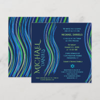 Bar Mitzvah Blue and Green Prayer Shawl Invitation