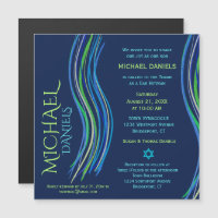 Bar Mitzvah Blue and Green Prayer Shawl Invitation