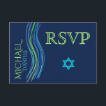 Bar Mitzvah Blue and Green Prayer Shawl RSVP<br><div class="desc">Customize this Bar Mitzvah RSVP with a colorful prayer shawl in blue and green colors. You can change the background color,  font,  text color,  add graphics,  delete graphics and more to make the perfect invitation for your special event.</div>