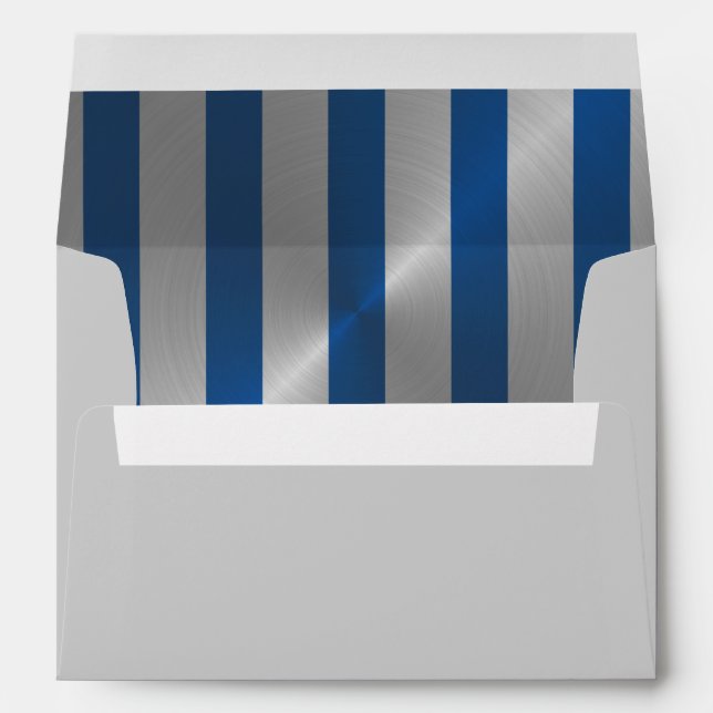 Bar Mitzvah Blue and Silver Stripe Star of David Envelope (Back (Bottom))