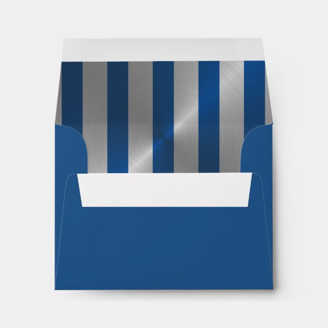 Bar Mitzvah Blue and Silver Stripe Star of David Envelope (Back (Bottom))