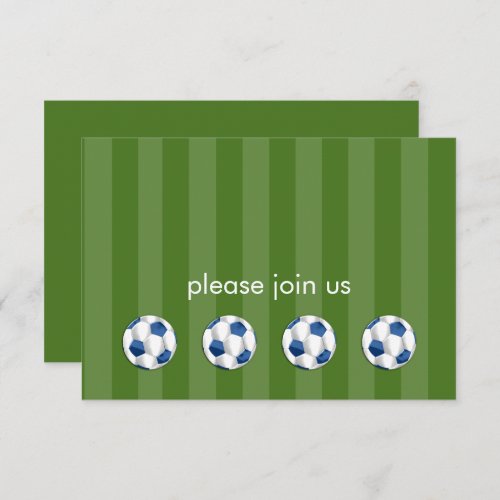 Bar Mitzvah Blue and White Soccer Ball Invitation