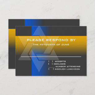 Bar Mitzvah Blue and Yellow on Any Color RSVP Card