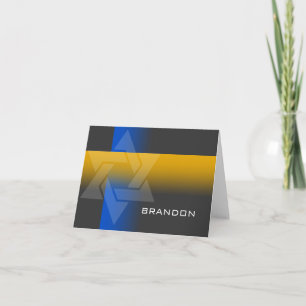 Bar Mitzvah Blue and Yellow on Any Color Thank You Card