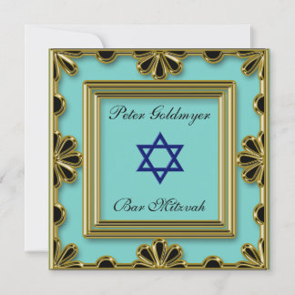 Bar Mitzvah Blue ceremony Invitation