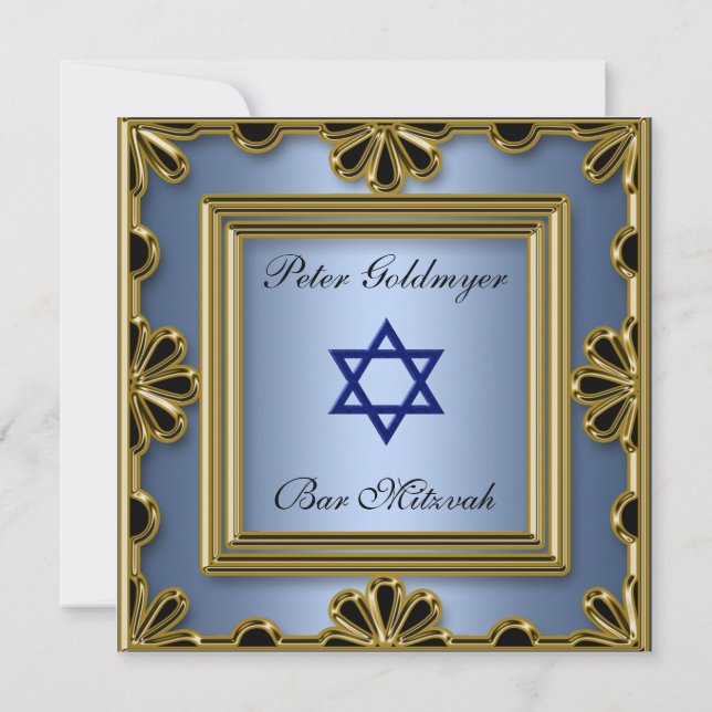 Bar Mitzvah Blue ceremony Invitation (Back)