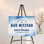Bar Mitzvah Bold Navy Typography Blue Foil Welcome Foam Board<br><div class="desc">Proudly welcome every guest of your son’s Bar Mitzvah party! Display this stunning, modern, stylish, personalized foam core poster board to add to his special day. Faux metallic light blue foil brush strokes, along with bold, navy blue typography and Star of David, overlay a clean, simple white background. Personalize the...</div>