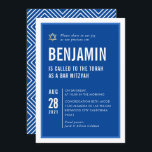 BAR MITZVAH bold plain modern geometric royal blue Invitation<br><div class="desc">by kat massard >>> kat@simplysweetPAPERIE.com <<< CONTACT ME for custom wording or to add any lines in Hebrew Love the design, but would like to see some changes - another color scheme, product, add a photo or adapted for a different occasion - no worries simply contact me - I am...</div>
