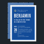 BAR MITZVAH bold plain modern geometric royal blue Invitation<br><div class="desc">by kat massard >>> kat@simplysweetPAPERIE.com <<< CONTACT ME for custom wording or to add any lines in Hebrew Love the design, but would like to see some changes - another color scheme, product, add a photo or adapted for a different occasion - no worries simply contact me - I am...</div>