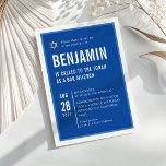 BAR MITZVAH bold plain modern geometric royal blue Invitation<br><div class="desc">by kat massard >>> kat@simplysweetPAPERIE.com <<< CONTACT ME for custom wording or to add any lines in Hebrew Love the design, but would like to see some changes - another color scheme, product, add a photo or adapted for a different occasion - no worries simply contact me - I am...</div>
