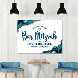 Bar Mitzvah Bold Typography Turquoise Gold Welcome Poster