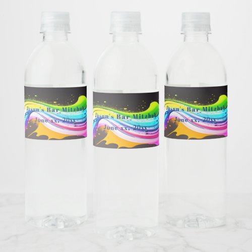 Bar MitzvahBright Paint Splash Splatter Water Bottle Label