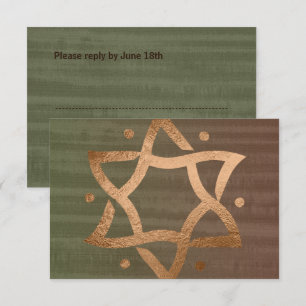 Bar Mitzvah Brown and Green Copper Star RSVP