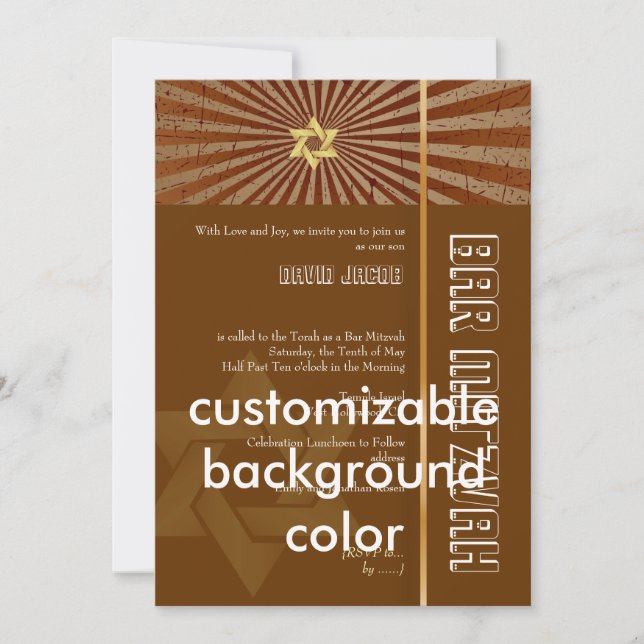 Bar Mitzvah/brown/gold Invitation (Front)