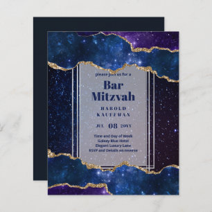 BAR MITZVAH CARDS Celestial Skies Blue Galaxy Gold