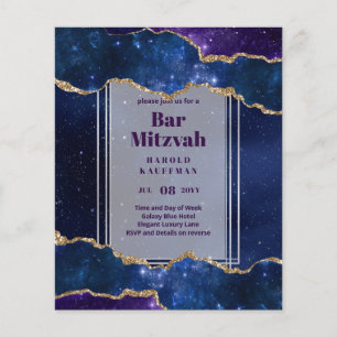 BAR MITZVAH CARDS Celestial Skies Blue Galaxy Gold Flyer