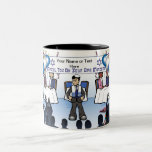 Bar Mitzvah Cartoon by PrintedPerfection.com Two-Tone Coffee Mug<br><div class="desc">Personalized Bar Mitzvah Cartoon Caricature by PrintedPerfection.com</div>