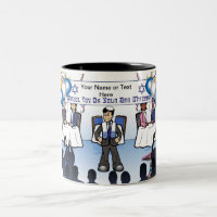 Bar Mitzvah Cartoon by PrintedPerfection.com Two-Tone Coffee Mug