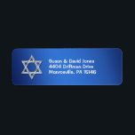 Bar mitzvah celebrations "return address" label<br><div class="desc">RETURN ADDRESS LABELS - 30 Labels for this sheet size. DESIGN - A FAUX silver Star of David is set against a navy and cobalt blue background on which white text templates rest. CUSTOMIZE IT - Change the wording to suit your special occasion and adapt it to suit any function,...</div>