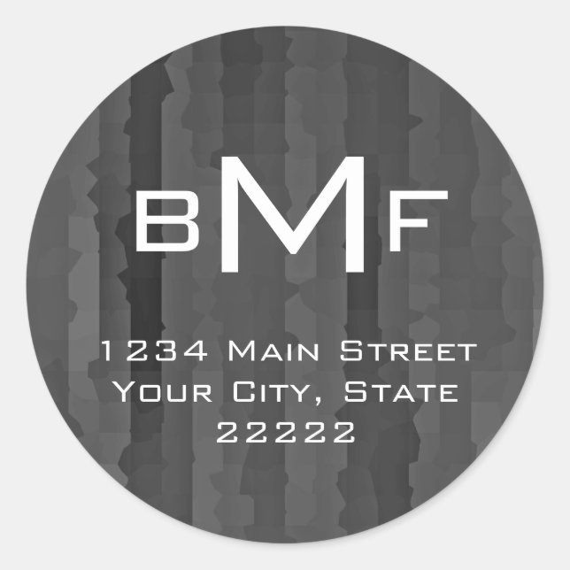 Bar Mitzvah Charcoal Gray Techno Streaks Classic Round Sticker (Front)